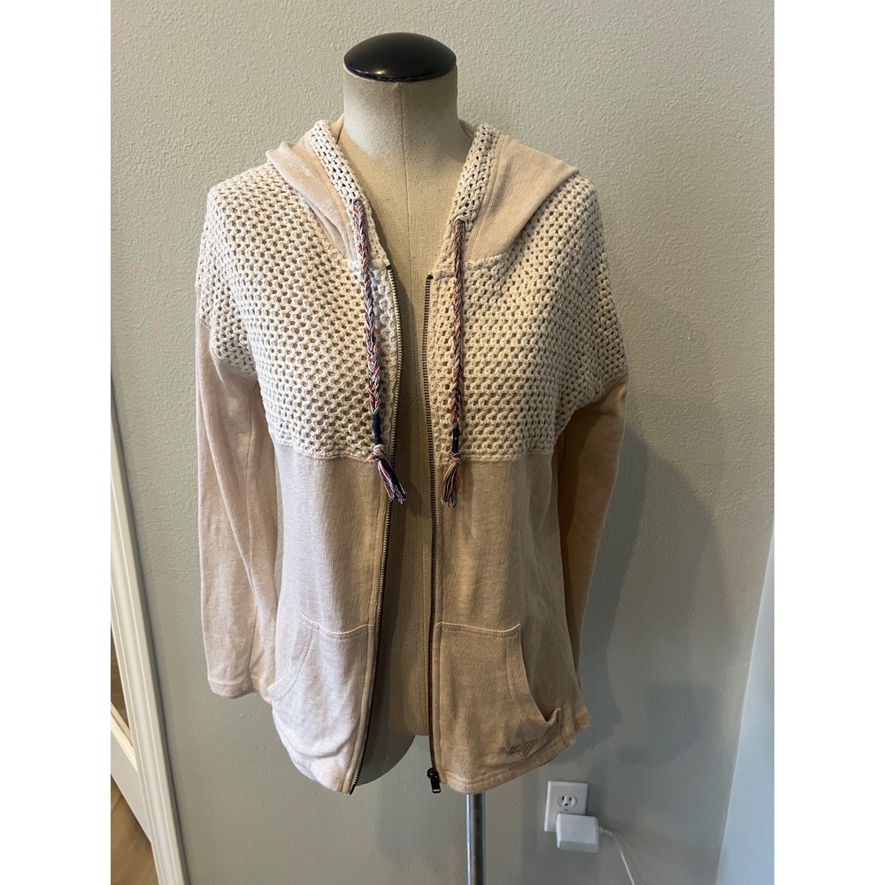 ROXY Women's Large Brown Animal Print Button Front Cardigan Sweater